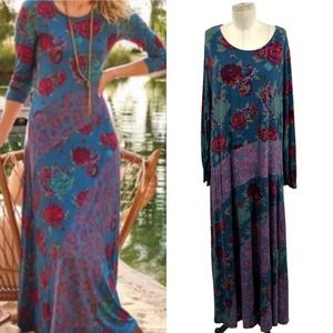Soft Surroundings Blue, violet and Red Floral Dress